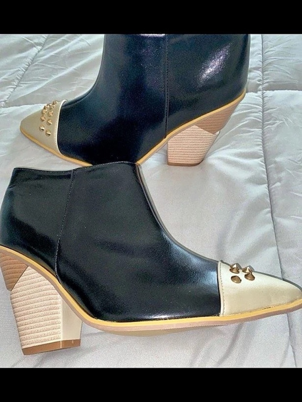 Black & Gold Studded Ankle Booties Like New